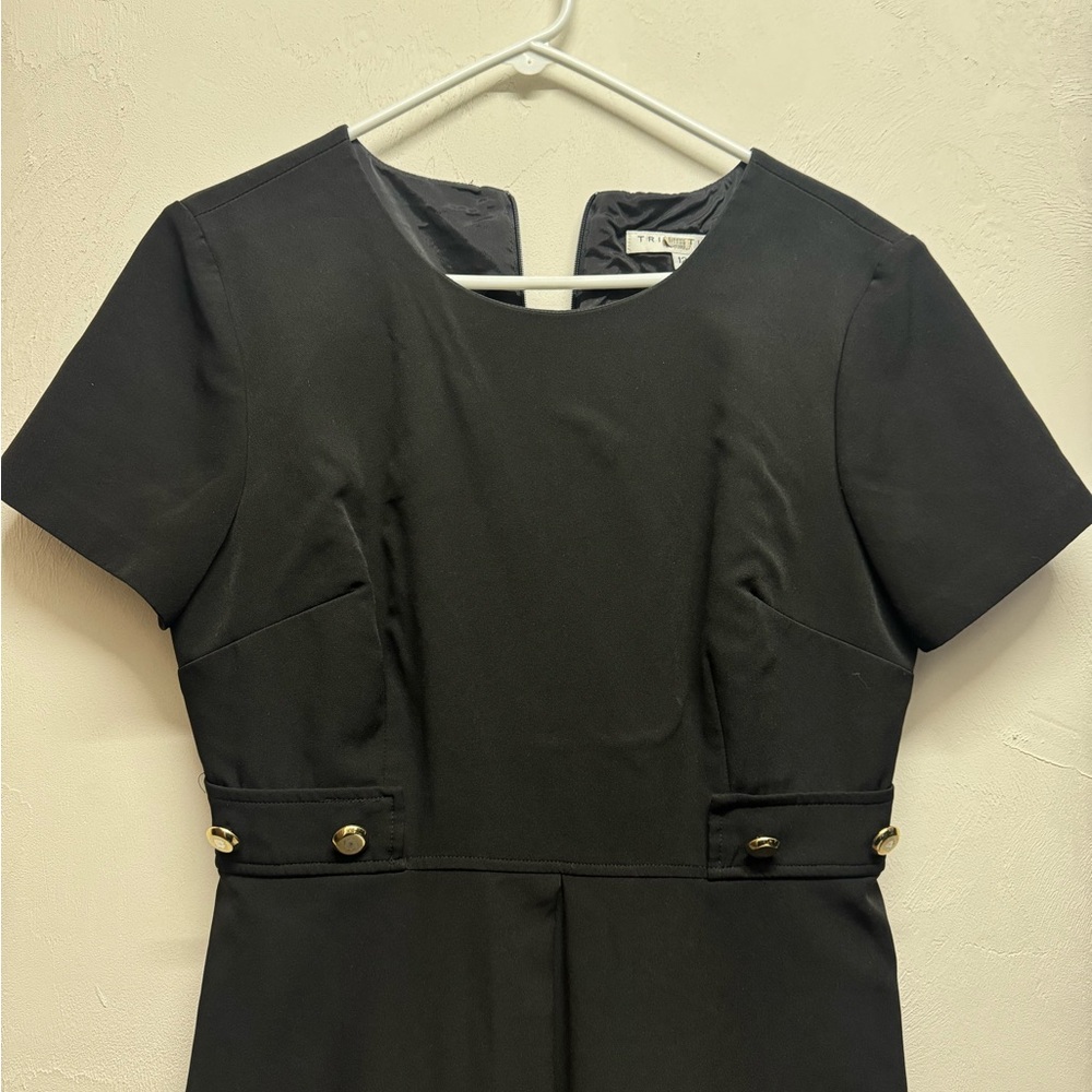 Trina Turk Black Short Sleeve Gold Button Perla Sailor Dress Size 12